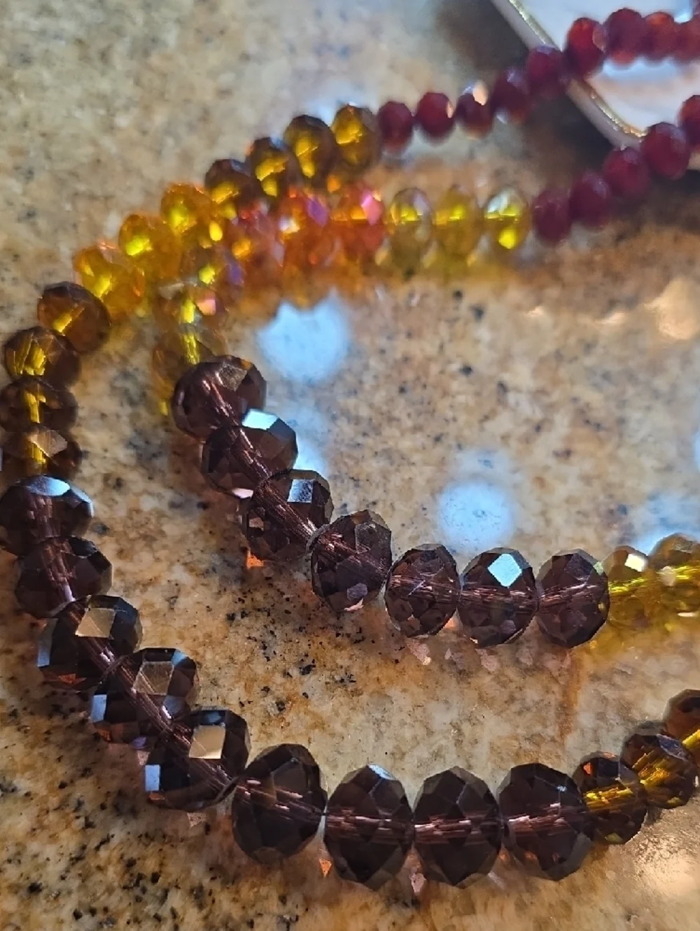Cake Multicolor Faceted Bead Layered Necklace in Red, Amber & Gold - Picture 3 of 6